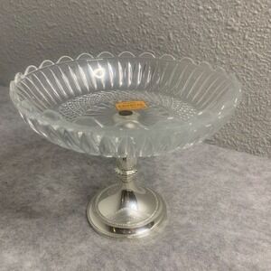 Vintage Brama EP Zinc Crystal Trinket Jewelry Candy Dish Made in England 6.5”x5”